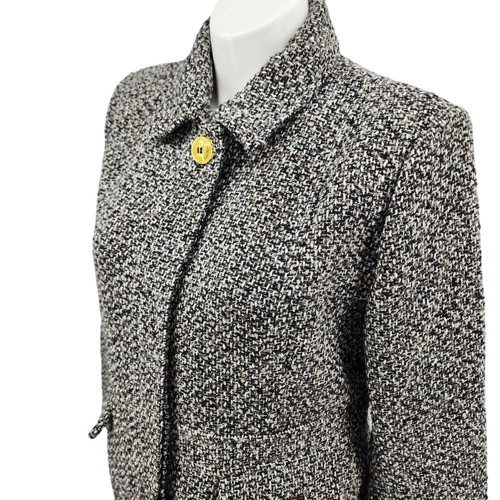 Sam Edelman Womens Tweed Coat With Gold Button Accents - X-Large